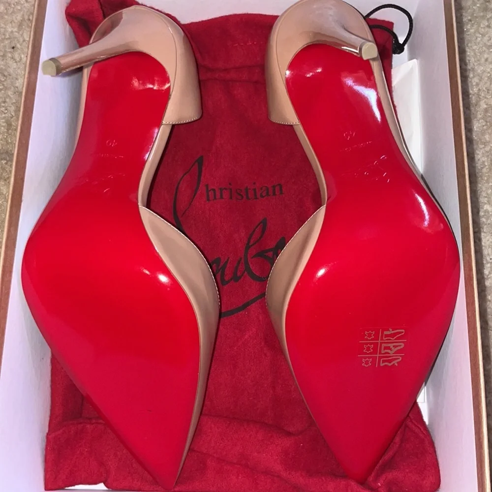 Iriza Patent 100mm Half-d'Orsay Red Sole High-Heel Pumps - Picture 2 of 5